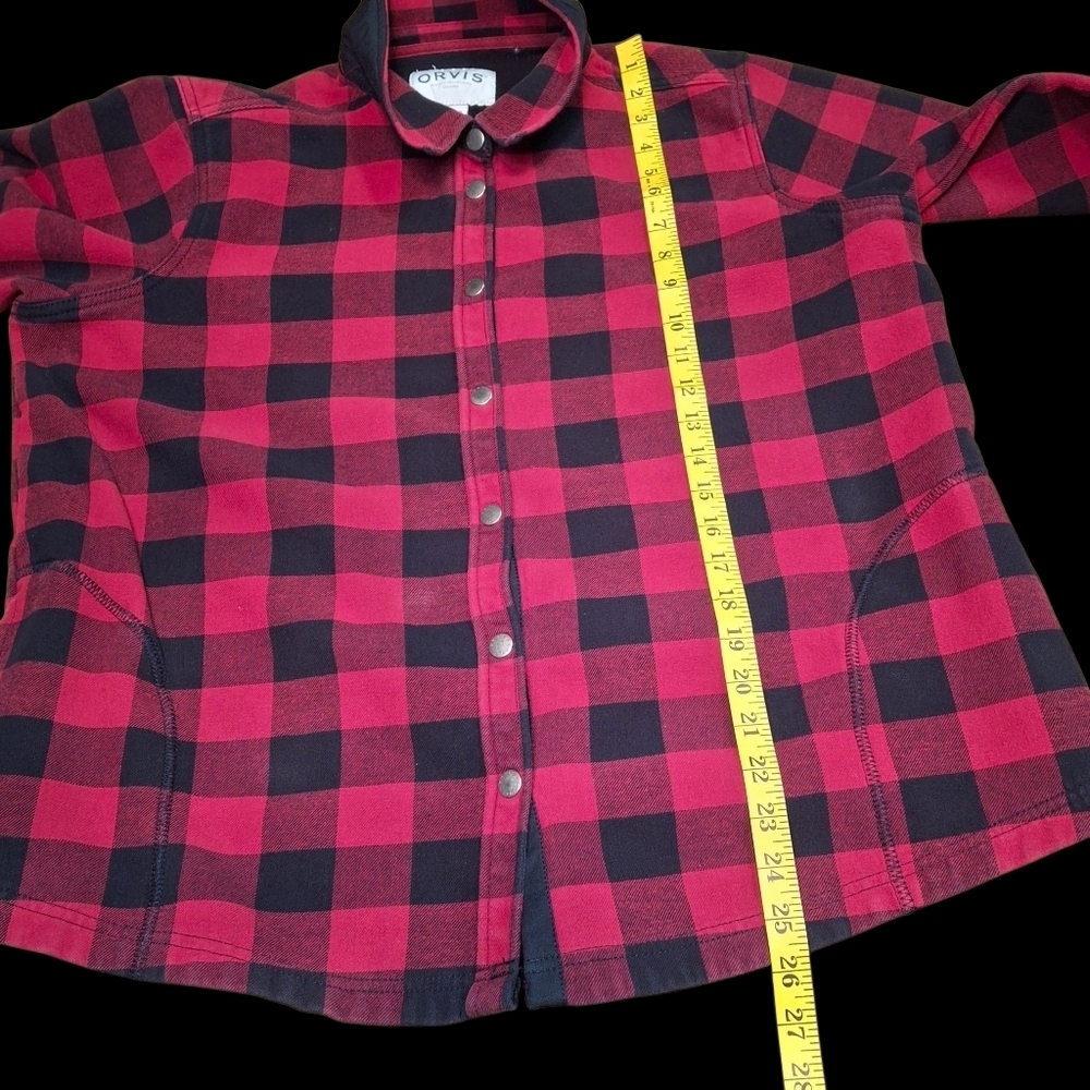 Orvis Fleece Lined Red Buffalo Plaid Flannel Shacket Shirt Jacket Women Size XXL - Picture 15 of 16